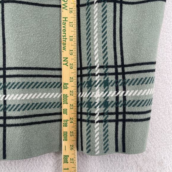 TAHARI Sweater M Plaid Mock Neck Pullover Viscose Blend Green - Picture 12 of 13
